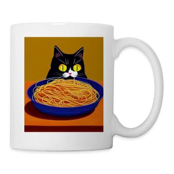 Katzenblick auf Spaghetti - Tasse - Weiß - Rechts
