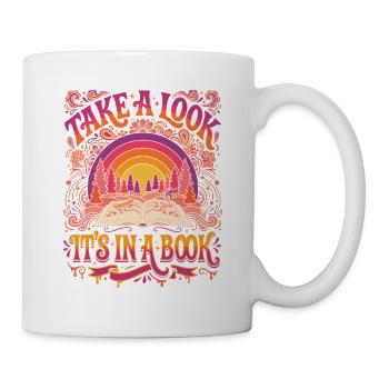Buchwelten im Sonnenuntergang - Tasse - Weiß - Rechts