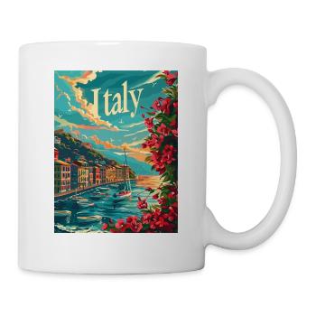Italian Coastal Landscape with Flowers and - Mug - white - Right