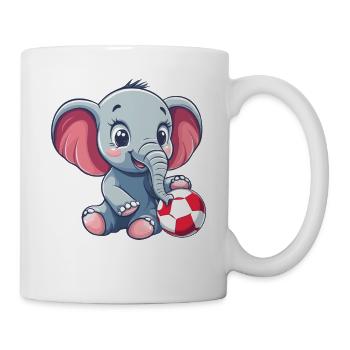 Cute elephant with ball - Mug - white - Right
