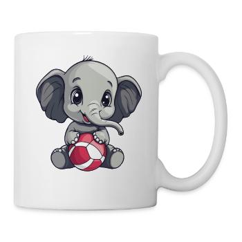 Kleiner Elefant mit Ball - Tasse - Weiß - Rechts