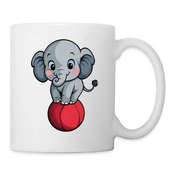 Balancierender Elefant auf rotem Ball - Tasse - Weiß - Rechts