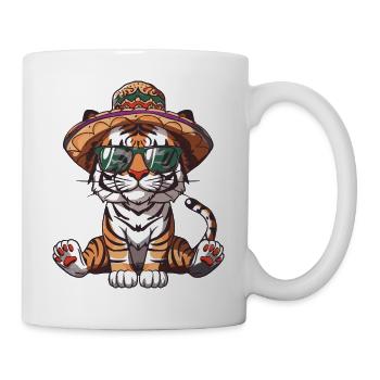 Tiger Comic Funny Sombrero - Mug - white - Right