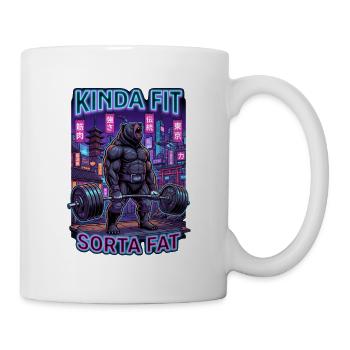Plutôt en forme, un peu gros ours en haltérophilie - Mug blanc - blanc - Droite