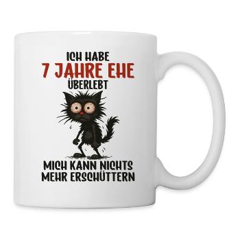 7. Hochzeitstag, 7 Jahre verheiratet, 7 Jahre Ehe - Tasse - Weiß - Rechts