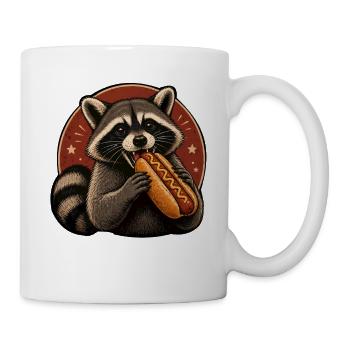 Waschbär-Genuss Hotdog Illustration - Tasse - Weiß - Rechts