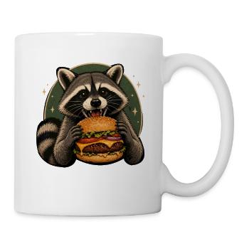 Raccoon with burger - Mug - white - Right