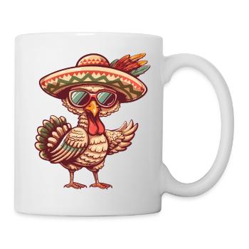 Sombrero comique drôle de la bande dessinée de la dinde - Mug blanc - blanc - Droite