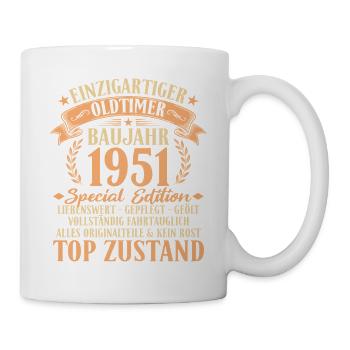 1951 Baujahr Oldtimer 75. Geburtstag Geschenkidee - Tasse - Weiß - Rechts