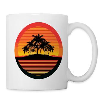 Sunset Island Palm Trees Silhouette - Mug - white - Right