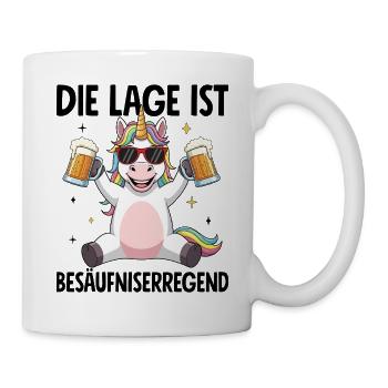 Die Lage Ist Besäufniserregend Einhorn - Tasse - Weiß - Rechts