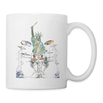 Freiheitsstatue, die Schlagzeug spielt - Tasse - Weiß - Rechts