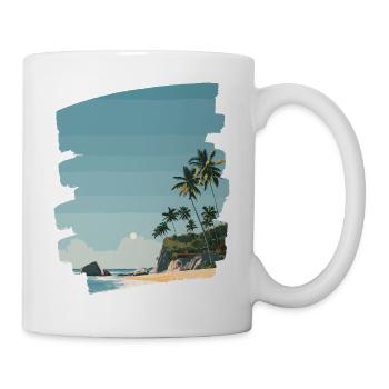 Sonnenuntergangsstrand mit Palmen - Tasse - Weiß - Rechts