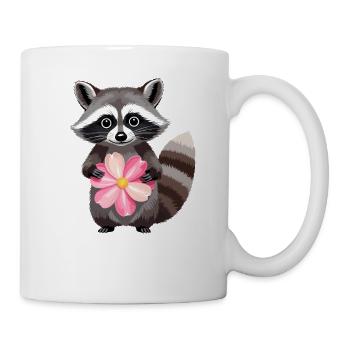 Kuschel Waschbär mit Blume - Tasse - Weiß - Rechts