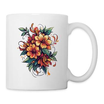 Feuerblüten Bouquet - Tasse - Weiß - Rechts