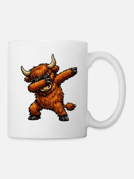 Dabbing Highland Cattle - Tasse - Weiß