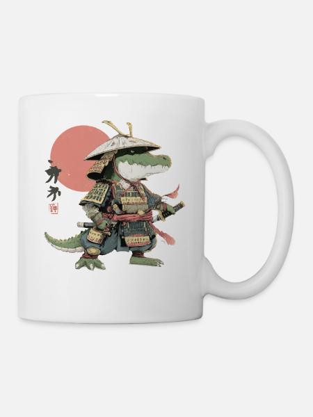 Samurai-Alligator in Rüstung - Tasse - Weiß