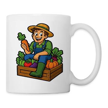 Fermier et récolte du potager joyeux - Mug blanc - blanc - Droite