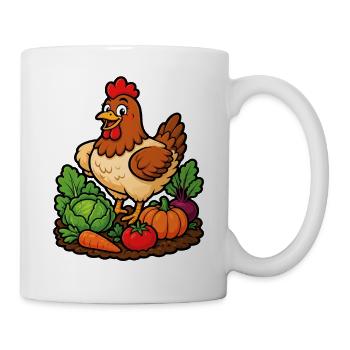 Happy hen in the vegetable garden - Mug - white - Right