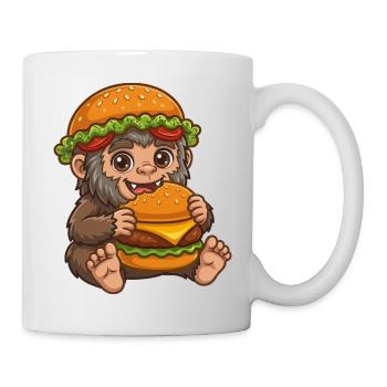 Mignon Sasquatch Bigfoot Cartoon Burger de restauration rapide - Mug blanc - blanc - Droite