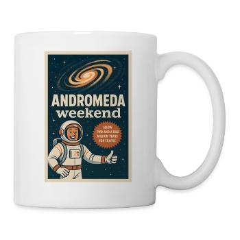 Andromeda Wochenende | Space Humor Retro - Tasse - Weiß - Rechts