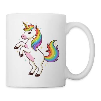 Regenbogen-Einhorn-Funkeln - Tasse - Weiß - Rechts