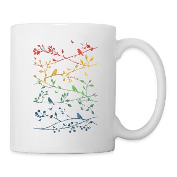Regenbogenzweige und Vögel - Tasse - Weiß - Rechts