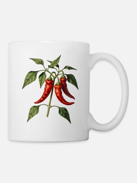 Botanische rote Paprika - Tasse - Weiß