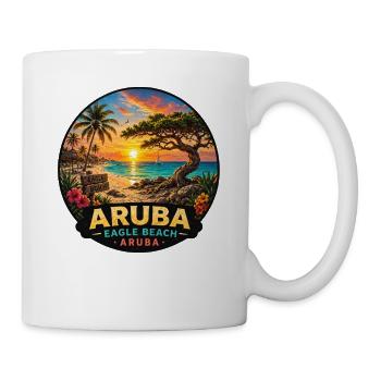 Karibischer Sonnenuntergang Palm Bäume Aruba  - Tasse - Weiß - Rechts