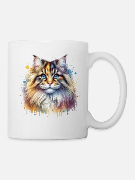 Norwegische Waldkatze Motiv - Tasse - Weiß
