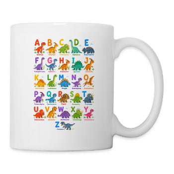 Dino-Alphabet: Bunte Buchstabenwelt - Tasse - Weiß - Rechts