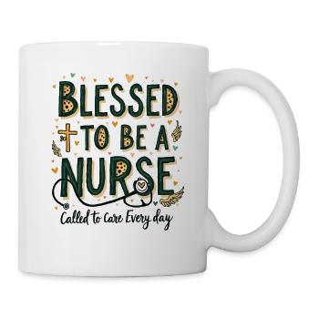Bénie en tant qu’infirmière médecine Foi Dieu - Mug blanc - blanc - Droite