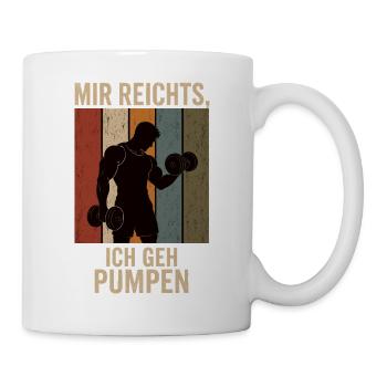 Mir reichts Ich geh pumpen Retro Fitness Shirt - Tasse - Weiß - Rechts