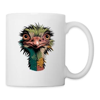  Bunter Lustiger Strauss Kopf Comic Vogel - Tasse - Weiß - Rechts