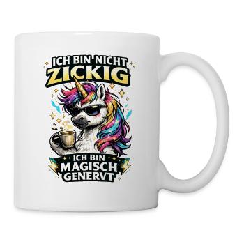 magisch genervtes Einhorn mit Kaffee Sarkasmus - Tasse - Weiß - Rechts