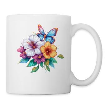 Bouquet avec papillon - Mug blanc - blanc - Droite
