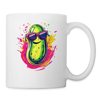Coole Gurke mit Sonnenbrille - Tasse - Weiß - Rechts