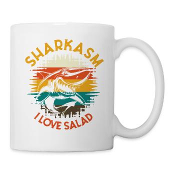 Sharkasm J’adore l’humour rétro de requin à la salade - Mug blanc - blanc - Droite