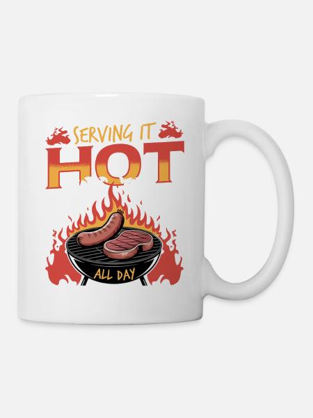 BBQ Grilling Meat Smoking Barbecue - Tasse - Weiß