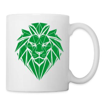 Tête de lion vert géométrique - Mug blanc - blanc - Droite