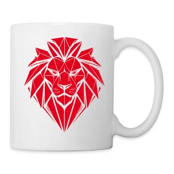 Geometrischer roter Löwen - Tasse - Weiß - Rechts