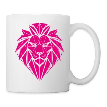 Geometrischer Löwe in Magenta - Tasse - Weiß - Rechts