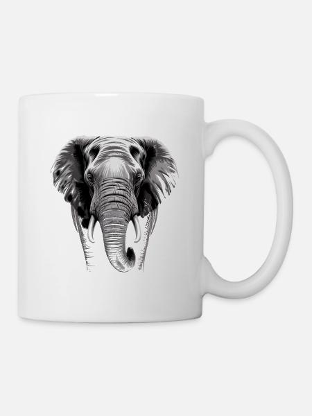 Elefantenkopf Elefant - Tasse - Weiß