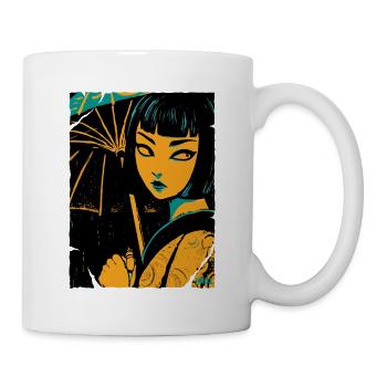 Geisha im Neonlicht - Tasse - Weiß - Rechts