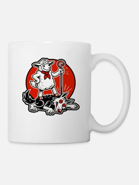 Schafheld mit Gauner - Tasse - Weiß
