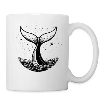Wal Silhouette Minimal Ozean Design - Tasse - Weiß - Rechts