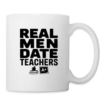 Les vrais hommes sortent avec des professeurs - Mug blanc - blanc - Droite
