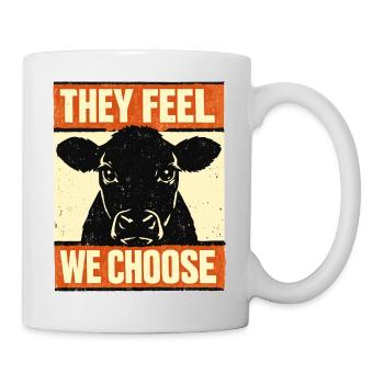 We Choose, They Feel – Cow Poster - Mug - white - Right
