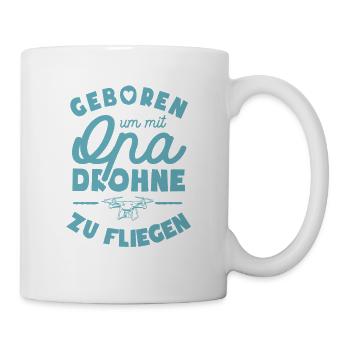 Geboren um mit Opa Drohne zu fliegen - Tasse - Weiß - Rechts