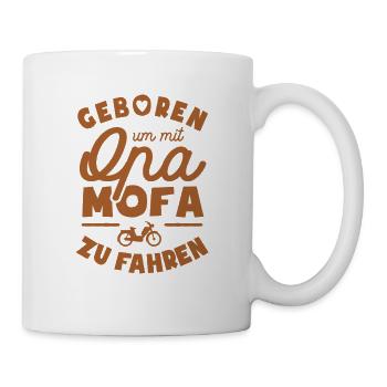 Geboren um mit Opa Mofa zu fahren - Tasse - Weiß - Rechts